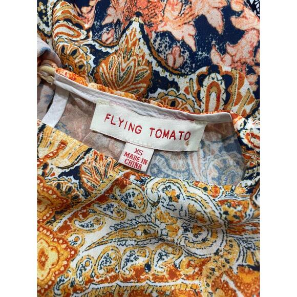 FLYING TOMATO BLOUSE BOROQUE PAISLEY SZ XS PUFFED SLEEVES FAIRY CORE - Picture 11 of 16